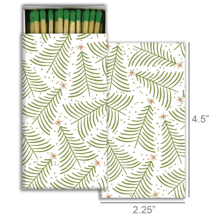 Christmas tree design on a match box. with dimensions.