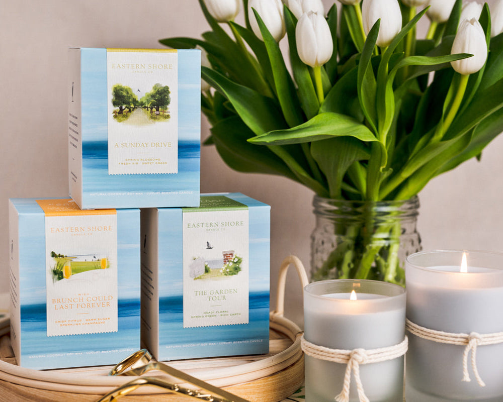 scented candles, flowers, eastern shore candle, Chesapeake bay, coastal candles, luxury candles, eastern shore, Maryland, Virginia