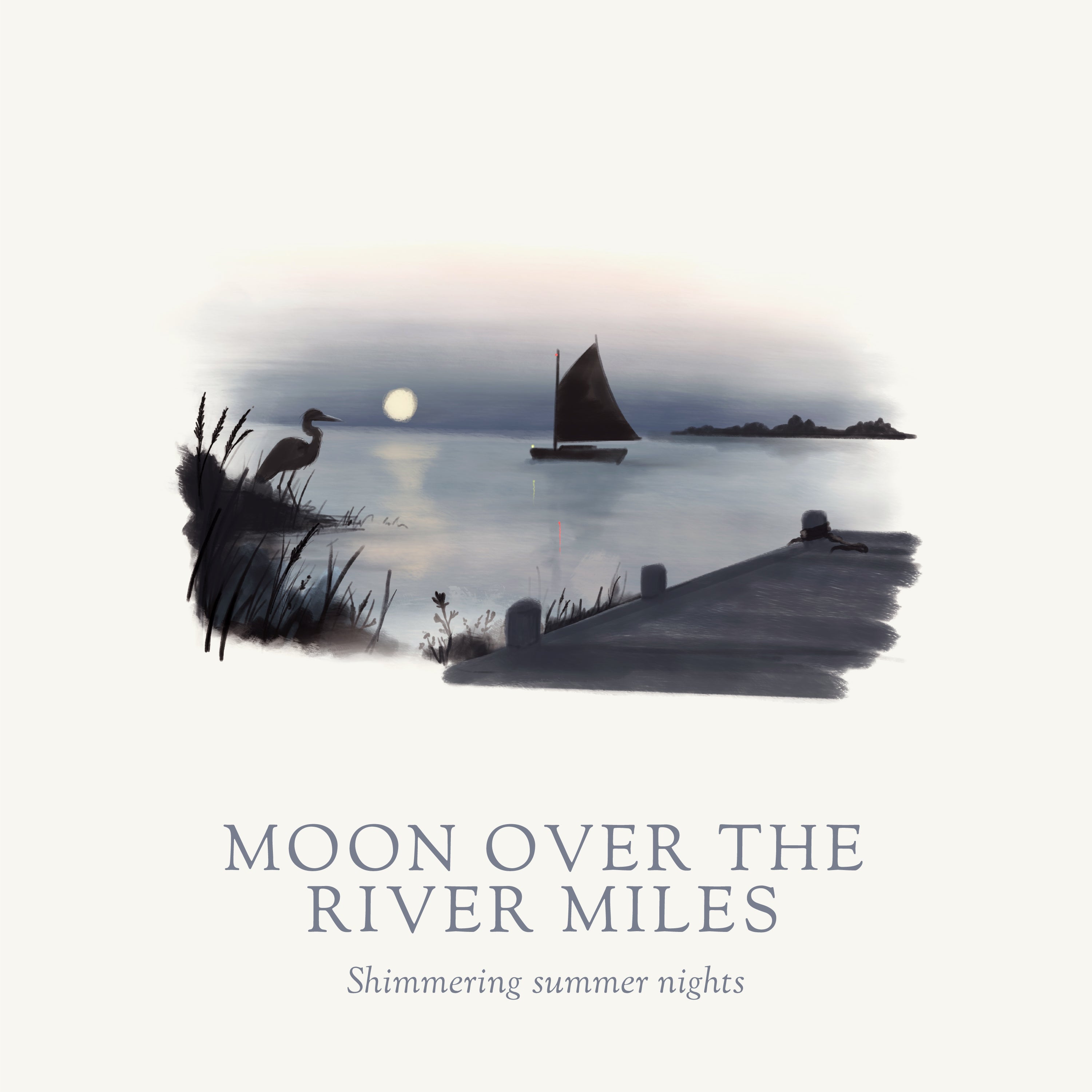 Moon over the River Miles, saint michaels, st. michaels, moon, moonlight, moonlit, amber scent, jasmine scent, night blooms scent, summer candle, sultry candle, Scented candle, coconut soy wax, coastal candle, eastern shore, Chesapeake Bay, luxury candle, hand-poured, Maryland, Virginia