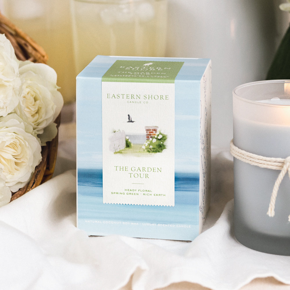 The Garden Tour, floral scent, floral candle, garden tour, virginia garden tour, talbot county garden tour, garden candle, garden, rose scented candle, lily scented candle, magnolia, geranium, peony, Scented candle, coconut soy wax, coastal candle, eastern shore, Chesapeake Bay, luxury candle, hand-poured, Maryland, Virginia