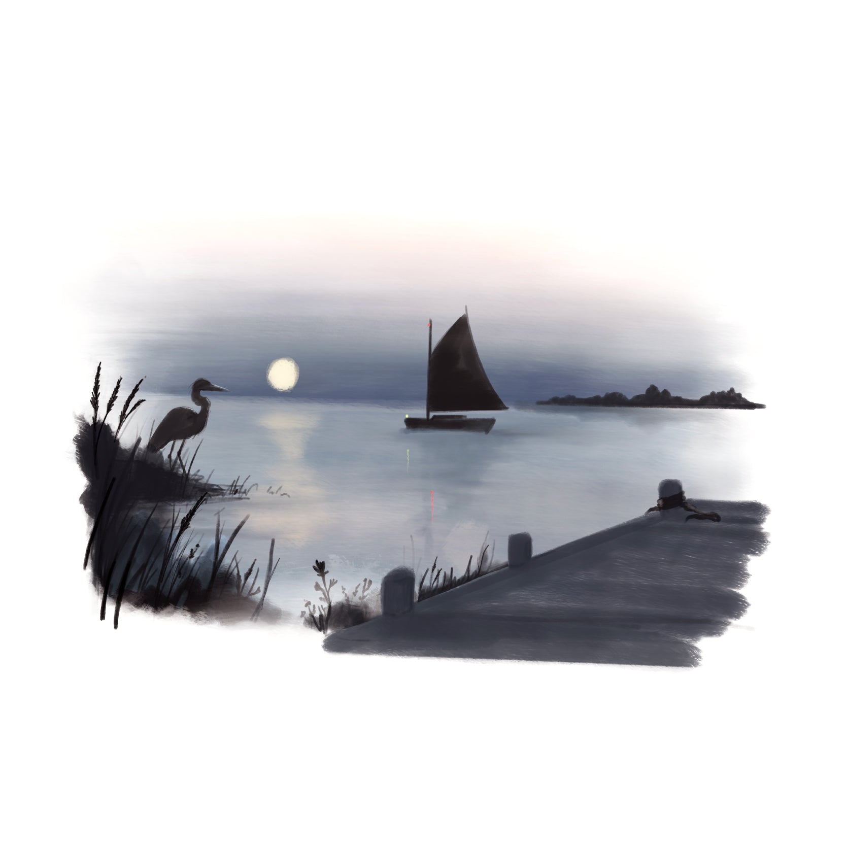 night bloom scent, amber scented candle, driftwood candle, blue heron, moon over water, miles river, saint michaels, st michaels